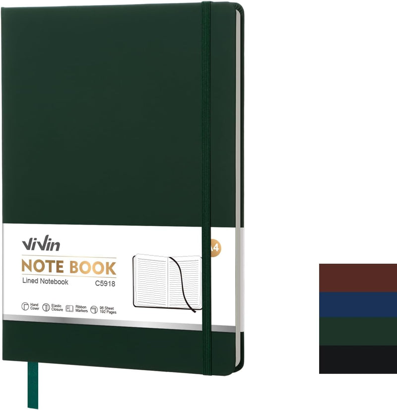 Vivin B5 College Ruled Notebook for Work,6.9"x9.8" Leather Hardcover Journal,192 Pages Professional Lined Notebook for Office & Business