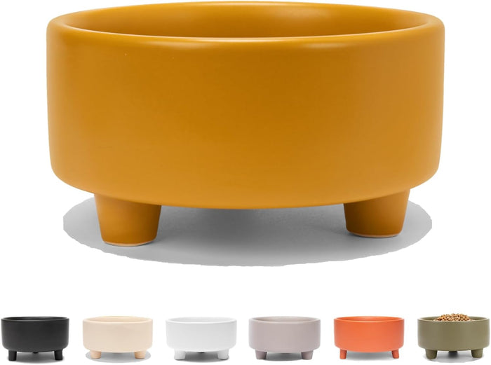 Waggo Uplift Ceramic Dog Bowl for Small Medium and Large Breeds - Heavyweight and Durable Pet Food and Water Dish Crock, Dishwasher Safe, Modern, Elevated Feeder (Clay, Large)