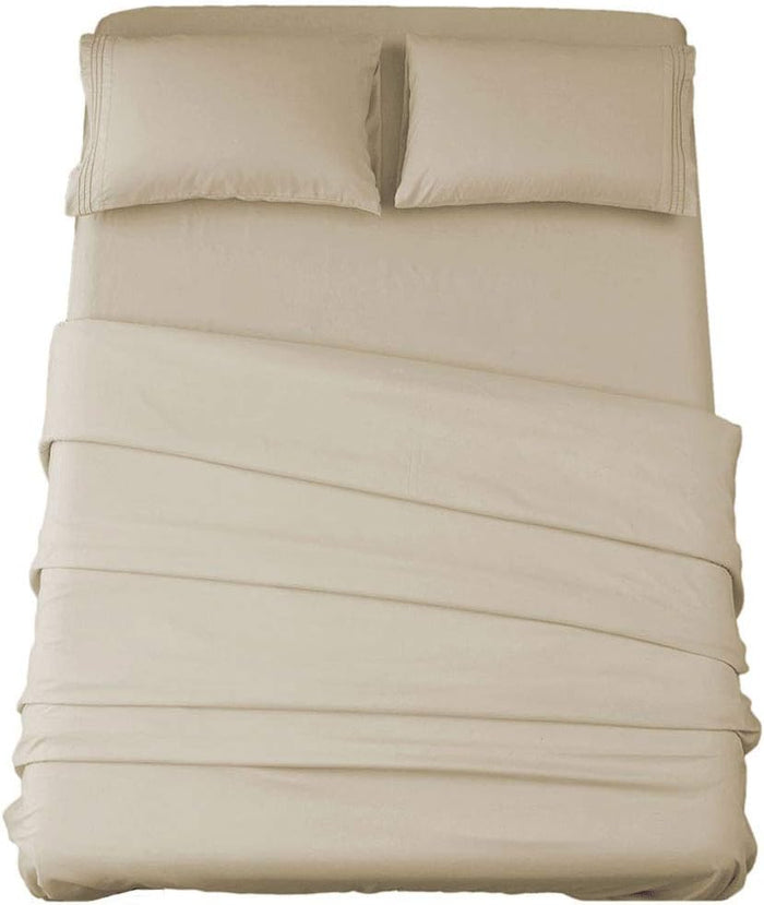 SONORO KATE Bed Sheet Set Super Soft Microfiber 1800 Thread Count Luxury Egyptian Sheets 16-Inch Deep Pocket Wrinkle and Hypoallergenic-4 Piece(Queen Dark Grey)
