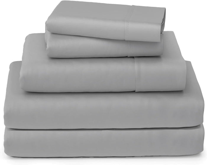 SKY BEDDINGS 100% Cotton RV Short Queen Sheets - 400 Thread Count Sateen Weave, Cooling, Hotel Luxury 4 Piece Set - White