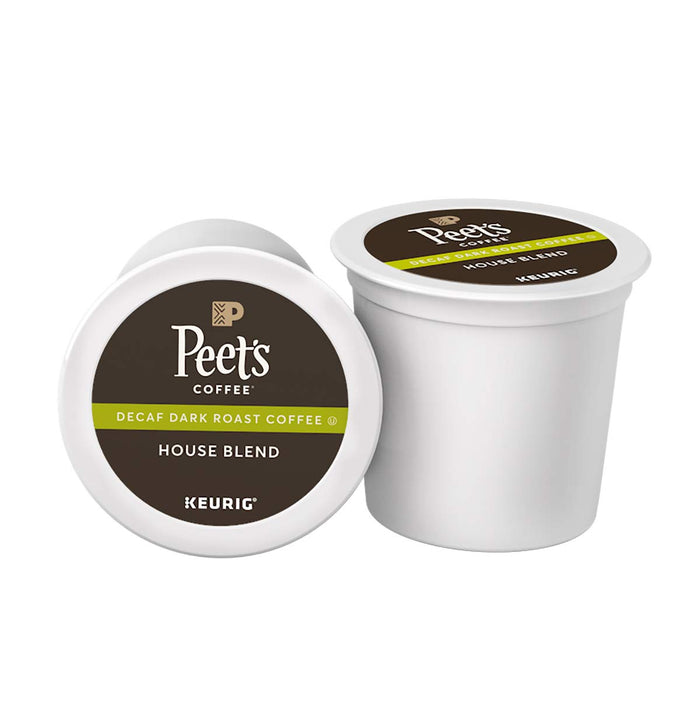 Peet's Coffee, Dark Roast Decaf Keurig K-Cup Pods - Decaf House Blend 60 Count (6 Boxes of 10 K-Cup Pods)