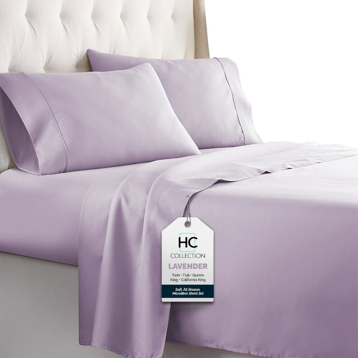 HC Collection Bed Sheets Set, HOTEL LUXURY Platinum Collection 1800 Series Bedding Set, Deep Pockets, Wrinkle & Fade Resistant, Hypoallergenic Sheet & Pillow Case Set (Queen, White)