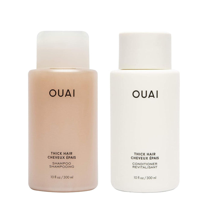 OUAI Medium Hair Shampoo and Conditioner Set - Sulfate-Free Shampoo and Conditioner for Women & Men - Made with Keratin, Shea Butter & Avocado Oil - Free of Parabens & Phthalates (10 Fl Oz)
