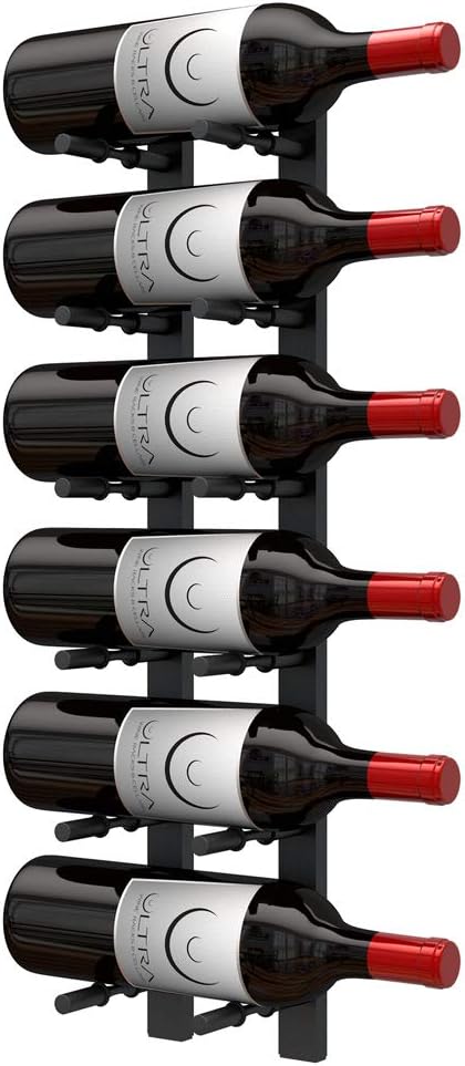 Ultra Wine Racks Wall Mounted Label-Out Wine Racks (3 Foot 1 Deep, Matte Black, 9 Wine Bottles) - Modern Metal Wine Storage, Modular Design for Home Bar, Kitchen, Dining Rooms, & Wine Cellars