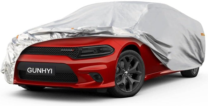 GUNHYI 6 Layers Sedan Car Cover Waterproof All Weather, 100% Waterproof Outdoor Car Covers Full Exterior Covers for Automobiles Sedan Hatch SUV Rain Sun UV Dust Protection. Size A5 (See Size Chart)