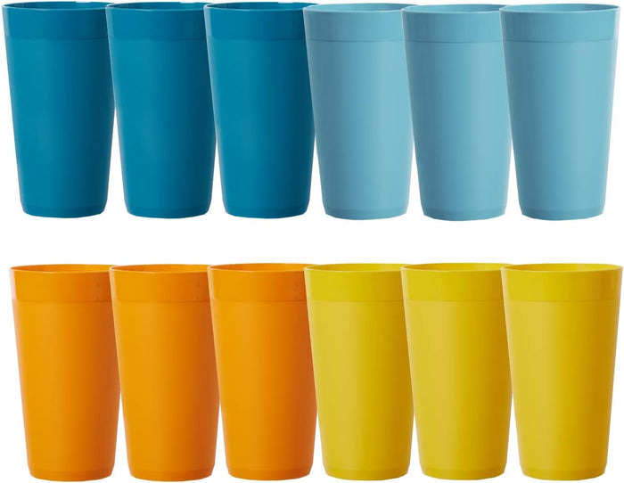 US Acrylic Newport 20 ounce Unbreakable Plastic Stackable Water Tumblers in Grey Stone | Set of 12 Drinking Cups | Reusable, BPA-free, Made in the USA, Top-rack Dishwasher and Microwave Safe