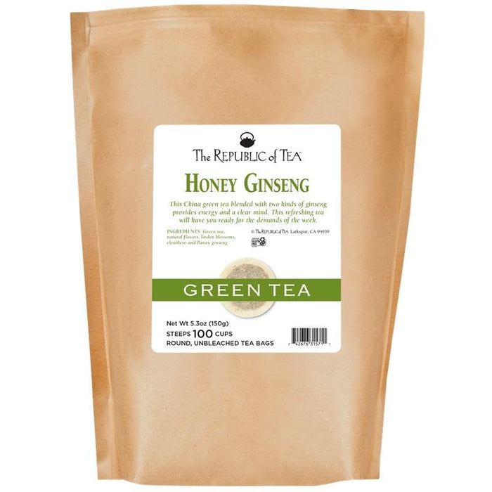 The Republic of Tea - Honey Ginseng Green Tea, 50 Tea Bags, Tin | Flavored Gourmet Tea | Caffeinated