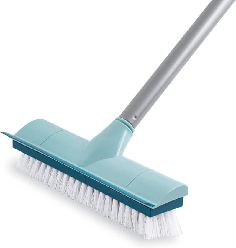 BOOMJOY Floor Scrub Brush with Long Handle, 2 in 1 Scrape and Brush, Stiff Bristles for Cleaning Bathroom, Patio, Garage, Kitchen, Deck, Tile