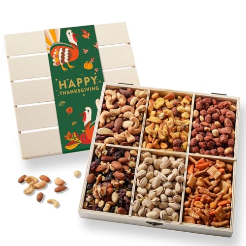 BONNIE AND POP - Nut Gift Basket | Healthy Gift of Assorted Nuts in Reusable Wood Crate | Large Variety Tray with Unique Flavors | Parties, Holidays, Birthday, Sympathy, Office, Thank You, Him, Her | Bonnie & Pop