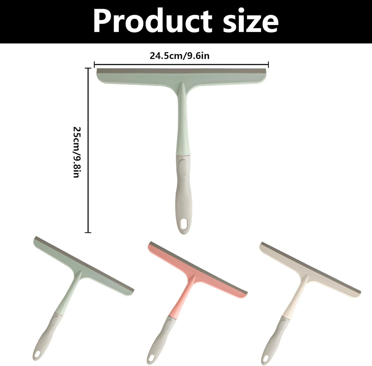 3 Pcs Shower Squeegee for Glass Doors, Car Window Squeegee, Streak-Free Mirror Cleaner Tool for Bathroom Kitchen Sink Countertop Tile Glass Shower Door Scraper Household Squeegees, with 3 Hooks
