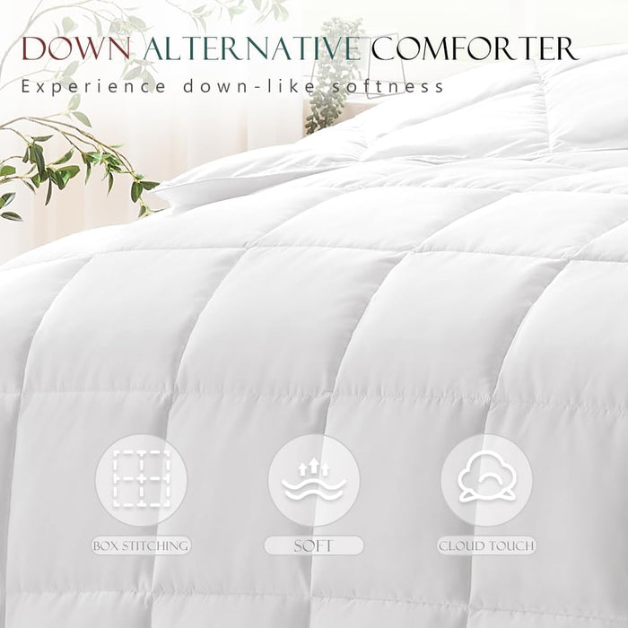 ACCURATEX Lightweight Duvet Insert Queen Size - Summer Bedding Comforter - 250GSM Filled Thin Duvet - Soft & Breathable, Quilted Comforters with 8 Tabs,White,Queen/Full 90x90 Inches