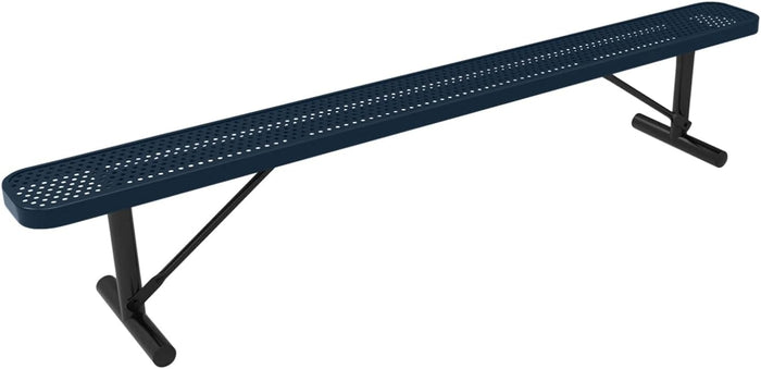COATEDOUTDOORFURNITURE Heavy-Duty Portable Outdoor Bench Thermoplastic Coated, Punched Steel, Commercial-Grade Seating, Made in America (Portable Without Back, 8 Ft, Dark Blue)