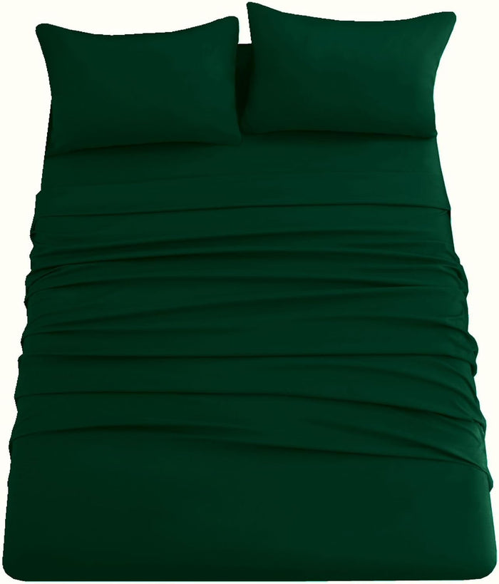 Ghooss Forest Green Full Sheets Extra Soft Bed Sheets Brushed Microfiber 1800 Sheets - Deep Pocket, Wrinkle & Fade Free - 4 Piece-Forest Green,Full