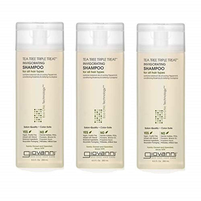 GIOVANNI Tea Tree Invigorating Shampoo - Special Clarifying Shampoo w/Organic Natural Oils for Women & Men, Cleansing & Moisturizing for Thin Hair, Rosemary, Eucalyptus & Peppermint Oil - 128 Fl Oz