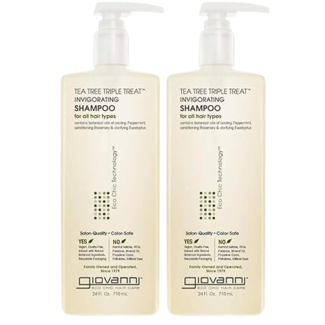 GIOVANNI Tea Tree Invigorating Shampoo - Special Clarifying Shampoo w/Organic Natural Oils for Women & Men, Cleansing & Moisturizing for Thin Hair, Rosemary, Eucalyptus & Peppermint Oil - 128 Fl Oz