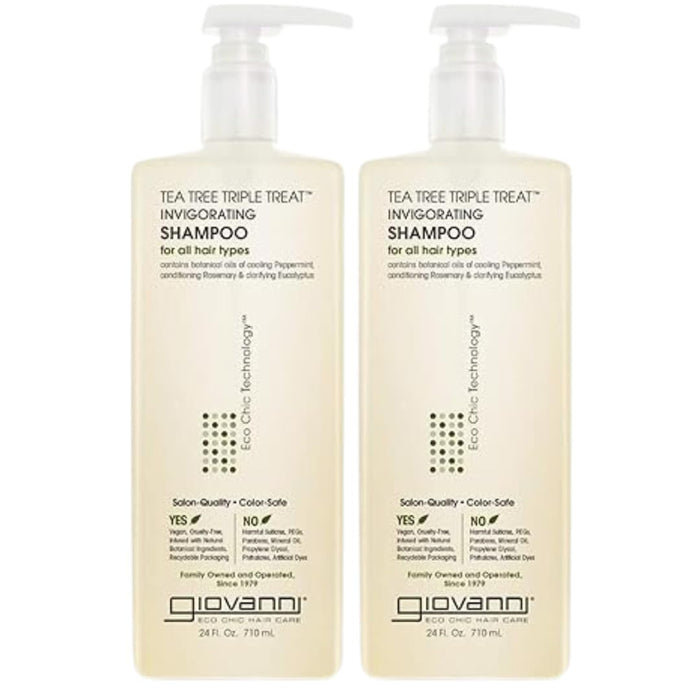 GIOVANNI Tea Tree Invigorating Shampoo - Special Clarifying Shampoo w/Organic Natural Oils for Women & Men, Cleansing & Moisturizing for Thin Hair, Rosemary, Eucalyptus & Peppermint Oil - 128 Fl Oz