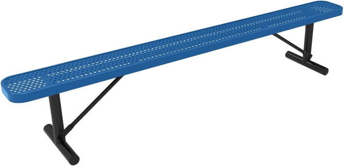 COATEDOUTDOORFURNITURE Heavy-Duty Portable Outdoor Bench Thermoplastic Coated, Punched Steel, Commercial-Grade Seating, Made in America (Portable Without Back, 8 Ft, Dark Blue)