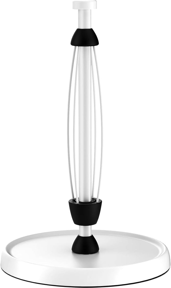 Paper Towel Holder Countertop, One-Handed Tear, Stainless Steel, Weighted Base, Black, Paper Towel Roll Holder Stand with Ratchet Mechanism for Kitchen Bathroom Farmhouse Essentials Decor Accessories
