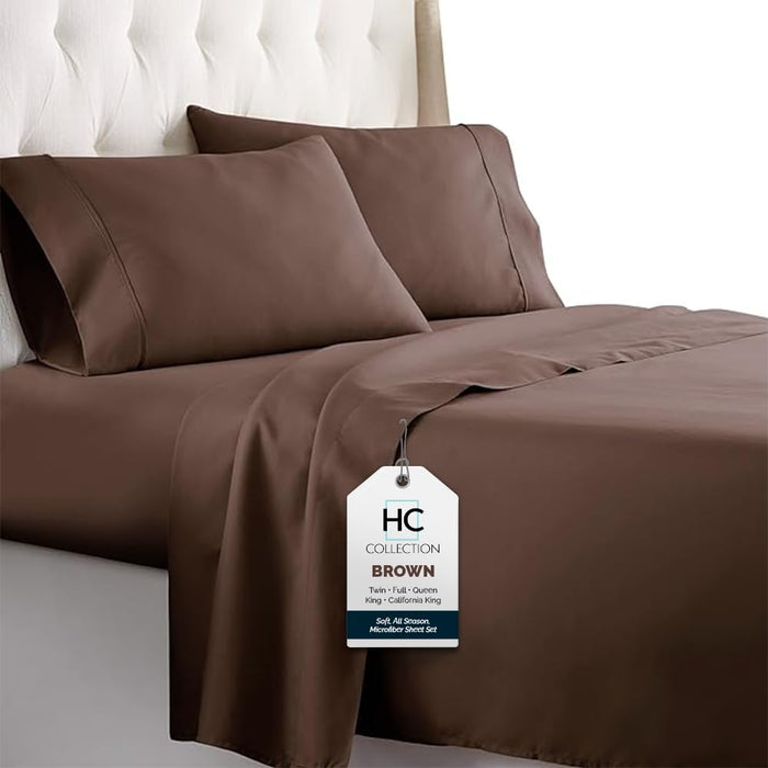 HC Collection Bed Sheets Set, HOTEL LUXURY Platinum Collection 1800 Series Bedding Set, Deep Pockets, Wrinkle & Fade Resistant, Hypoallergenic Sheet & Pillow Case Set (Queen, White)