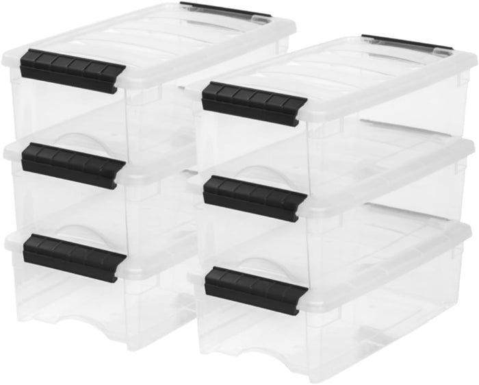 IRIS USA 4-Pack Storage Bins with Lids, 13 Quart, Made in USA Stackable See-Through Organizing Solution Latches Durable Nestable Containers Secure Pull Handle, BPA-Free Plastic