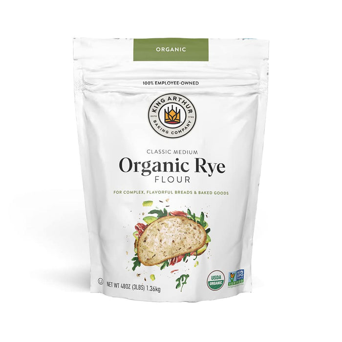 King Arthur Baking Organic Medium Rye Flour - 3 lbs for Complex Flavorful Breads & Baked Goods - 100% US Grown & Milled - Non-GMO Project Verified - Robust Flavor for Rye Bread, Cookies & More