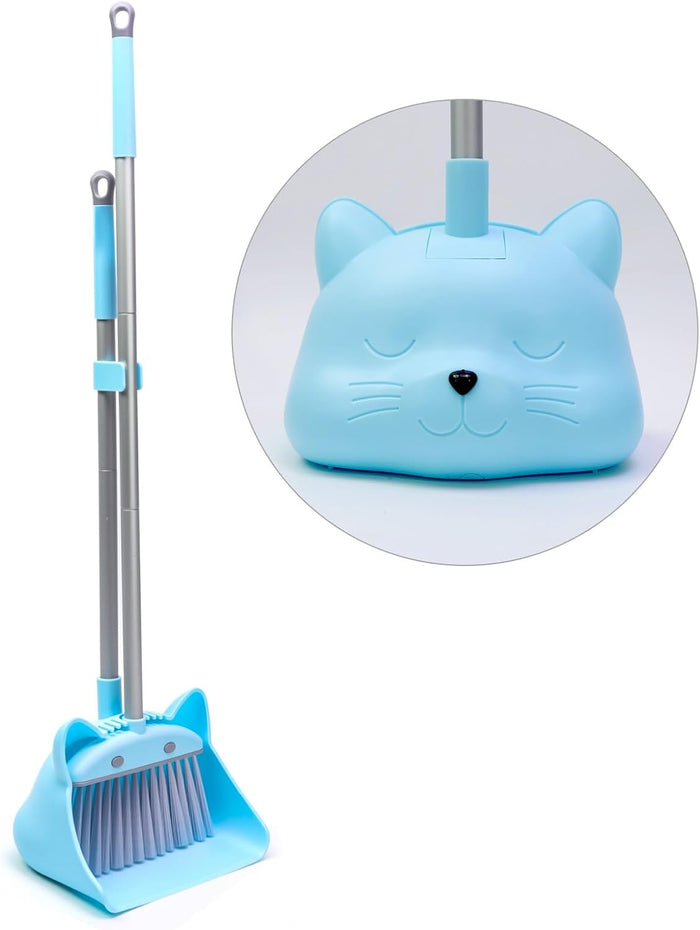 28′′ Mini Broom and Dustpan Set for Kids-Ideal Kids' Toys as Gifts, Parent-Child Interactive Cleaning Tool, Cute Cartoon Design, Household Helper for Toddlers, Small Safe Corner Broom (Green Sprout)