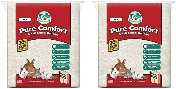 Oxbow Animal Health Pure Comfort Bedding, Rabbit, Hamster, & Guinea Pig Bedding, Bunny Supplies for Litter Box, Pet Safe, Low Dust, White Paper, 72 Liter Bag