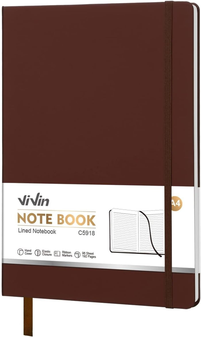 Vivin B5 College Ruled Notebook for Work,6.9"x9.8" Leather Hardcover Journal,192 Pages Professional Lined Notebook for Office & Business