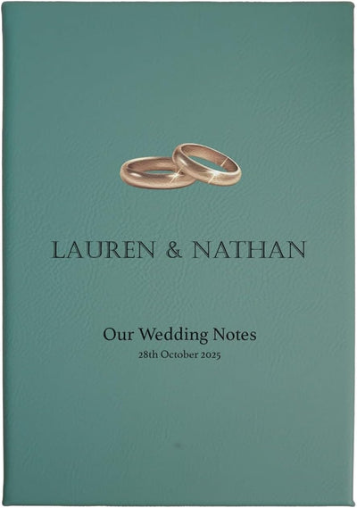 Daphne's Curations Personalized Wedding Journal – Custom Engraved Vegan Leather Notebook with Names & Date – 6” x 8.5” Keepsake