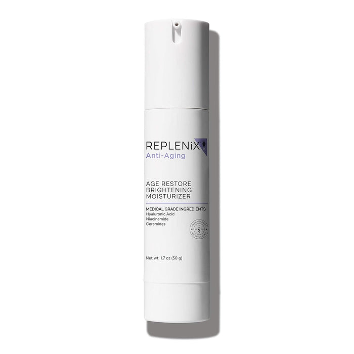 Replenix Age Restore Brightening Face Moisturizer with Hyaluronic Acid, Niacinamide & Ceramides, Medical-Grade Oil-Free Facial Cream for Mature Skin (1.7 oz)