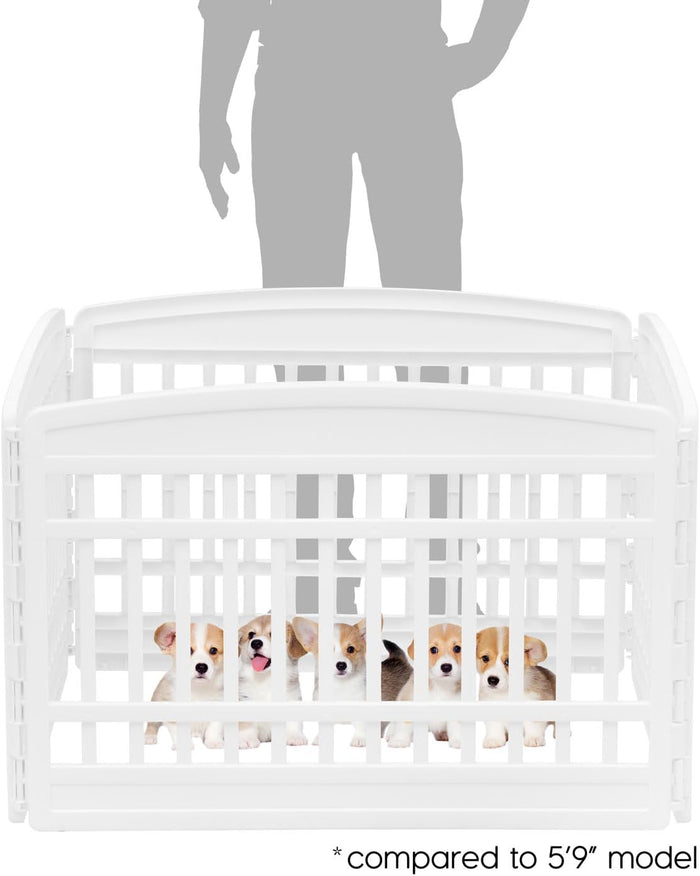 IRIS USA 24" 4-Panel Puppy Playpen, 35 x 35 x 24, Puppy Fence, Dog Playpen, Dog Play Pen Indoors, Pet Fence, Puppies/Small Dogs, White