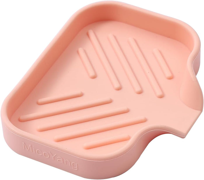 Silicone Bathroom Soap Dishes with Drain Spout-Bathroom and Kitchen Sink Organizer,Sponge Holder,Dish Soap Tray,Perfect for Dispenser,Scrubber,Bottle,Cup on Sink or Counter-Yellow 12"×4"