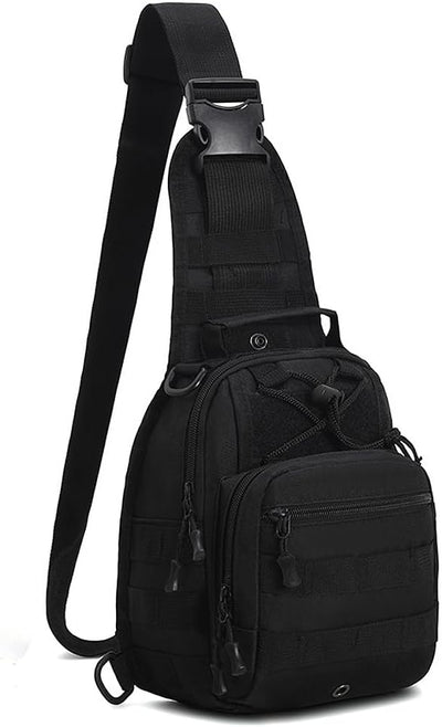 Viriber Tactical Backpack, Waterproof Military Cross-body Molle Sling Shoulder Backpack Chest Bag for Outdoor Every Day Carry Black