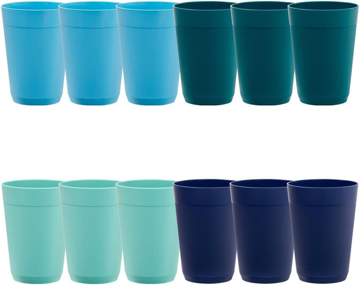 US Acrylic Newport 20 ounce Unbreakable Plastic Stackable Water Tumblers in Grey Stone | Set of 12 Drinking Cups | Reusable, BPA-free, Made in the USA, Top-rack Dishwasher and Microwave Safe