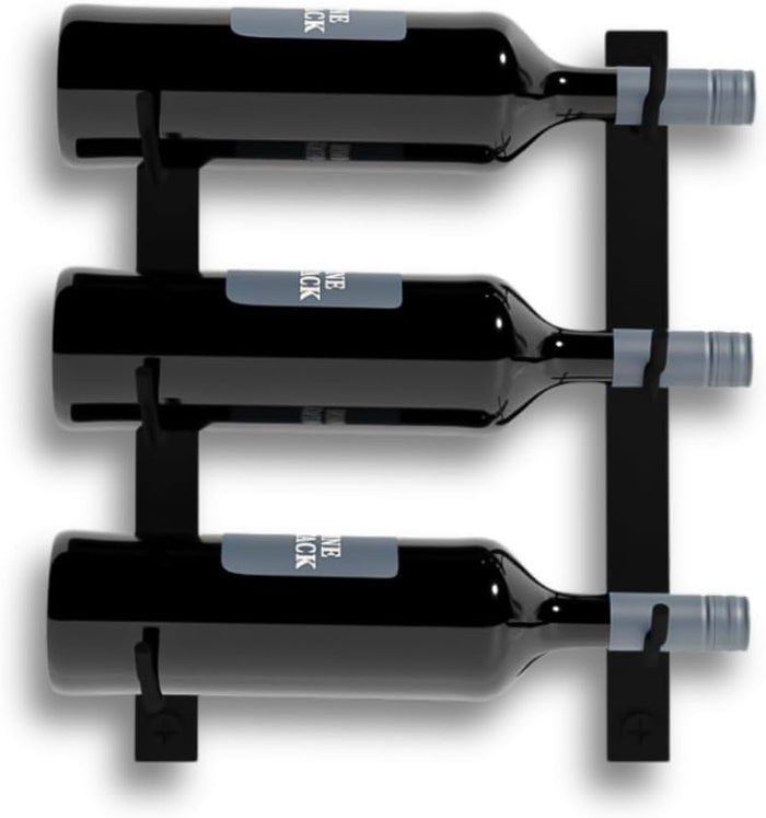 9-Bottle Black Metal Wall Mounted Wine Rack – Modern Industrial Wine Bottle Storage Organizer for Home Bar, Kitchen, Dining Area & Wine Cellar