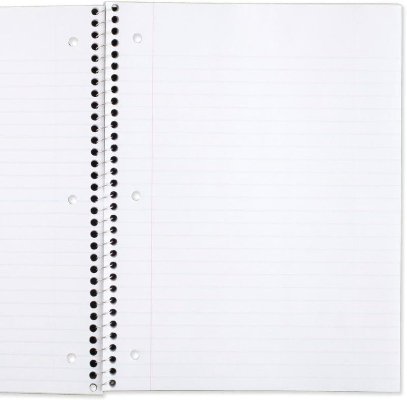 Mead Spiral Notebook, 6 Pack, 1 Subject, Wide Ruled Paper, 7-1/2" x 10-1/2", 70 Sheets per Notebook, Colors Will Vary (930201-ECM25)