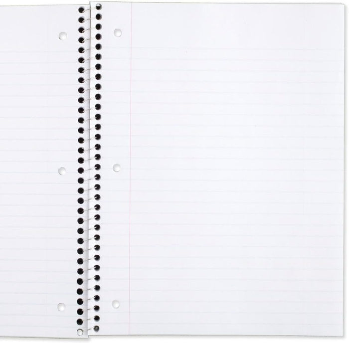 Mead Spiral Notebook, 6 Pack, 1 Subject, Wide Ruled Paper, 7-1/2" x 10-1/2", 70 Sheets per Notebook, Colors Will Vary (930201-ECM25)