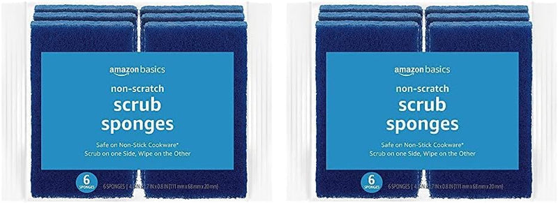 Amazon Basics Cleaning Sponges, Multipurpose, Heavy Duty Scrub Sponges, Yellow/Green, 6-Pack