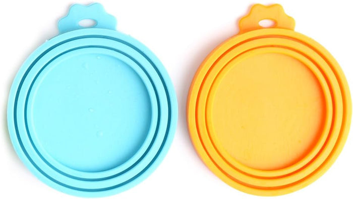 Comtim Pet Food Can Cover Silicone Can Lids for Dog and Cat Food(Universal Size,One fit 3 Standard Size Food Cans),Blue and Green