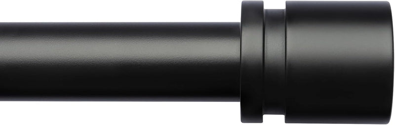 Curtain Rods for Windows 16 to 144 Inches Adjustable Length 1 Inch Diameter Window Curtain Rod with Aluminium Finials, Black