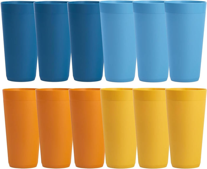 US Acrylic Newport 20 ounce Unbreakable Plastic Stackable Water Tumblers in Grey Stone | Set of 12 Drinking Cups | Reusable, BPA-free, Made in the USA, Top-rack Dishwasher and Microwave Safe