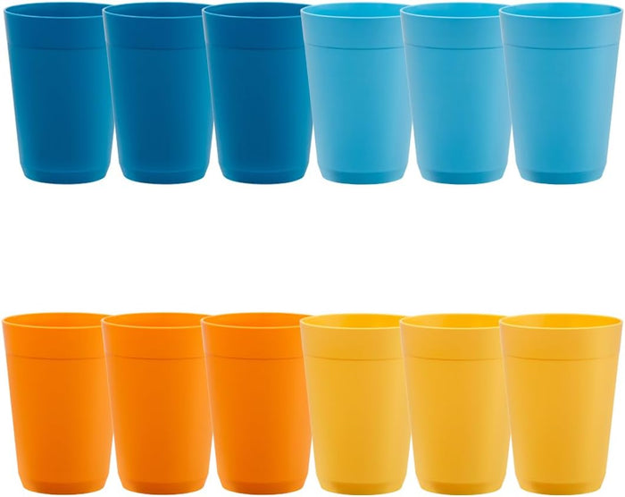 US Acrylic Newport 20 ounce Unbreakable Plastic Stackable Water Tumblers in Grey Stone | Set of 12 Drinking Cups | Reusable, BPA-free, Made in the USA, Top-rack Dishwasher and Microwave Safe