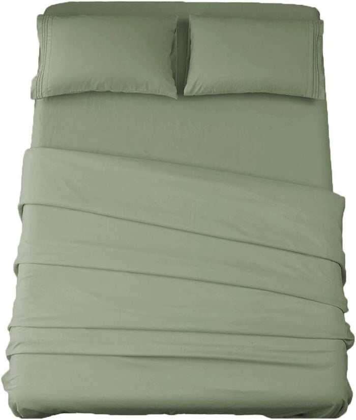 SONORO KATE Bed Sheet Set Super Soft Microfiber 1800 Thread Count Luxury Egyptian Sheets 16-Inch Deep Pocket Wrinkle and Hypoallergenic-4 Piece(Queen Dark Grey)
