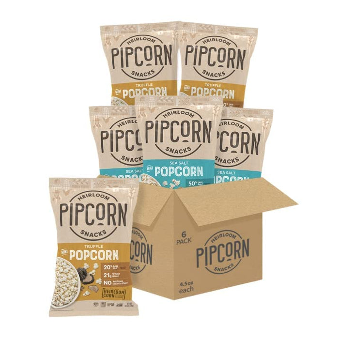 Truffle Mini Popcorn by Pip's Heirloom Snacks – 1oz 24pk – Healthy, Gluten-Free Snack Packs Made From Heirloom Corn, Black Truffle