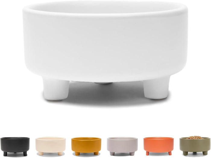 Waggo Uplift Ceramic Dog Bowl for Small Medium and Large Breeds - Heavyweight and Durable Pet Food and Water Dish Crock, Dishwasher Safe, Modern, Elevated Feeder (Clay, Large)