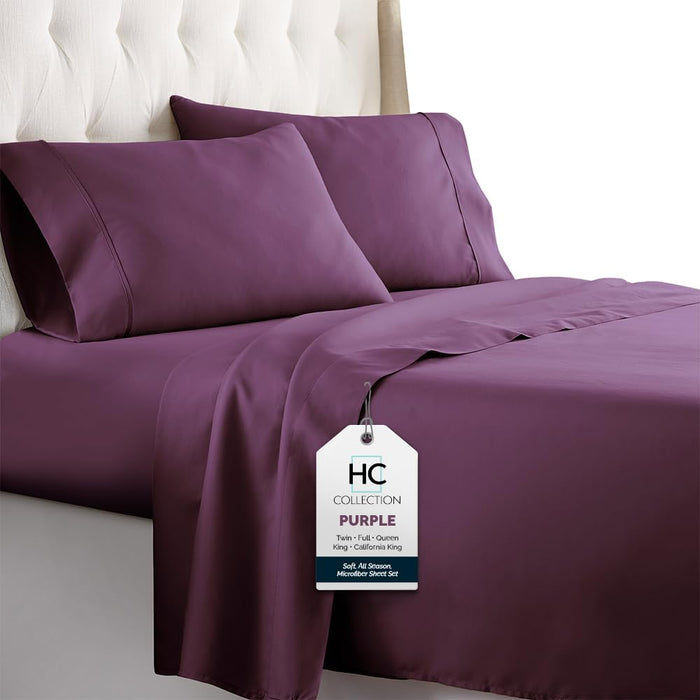 HC Collection Bed Sheets Set, HOTEL LUXURY Platinum Collection 1800 Series Bedding Set, Deep Pockets, Wrinkle & Fade Resistant, Hypoallergenic Sheet & Pillow Case Set (Queen, White)