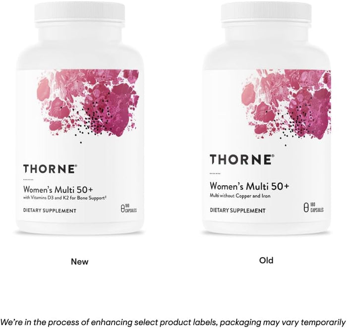 THORNE - Women's Multi 50+ - Comprehensive Daily Multivitamin with Vitamins A, B6, B12, C, D, E, K, Zinc & More - Support Heart, Brain, Bone & Immune Health* - 180 Capsules