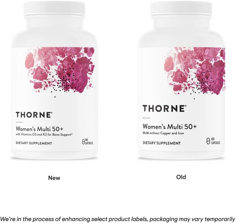 THORNE - Women's Multi 50+ - Comprehensive Daily Multivitamin with Vitamins A, B6, B12, C, D, E, K, Zinc & More - Support Heart, Brain, Bone & Immune Health* - 180 Capsules