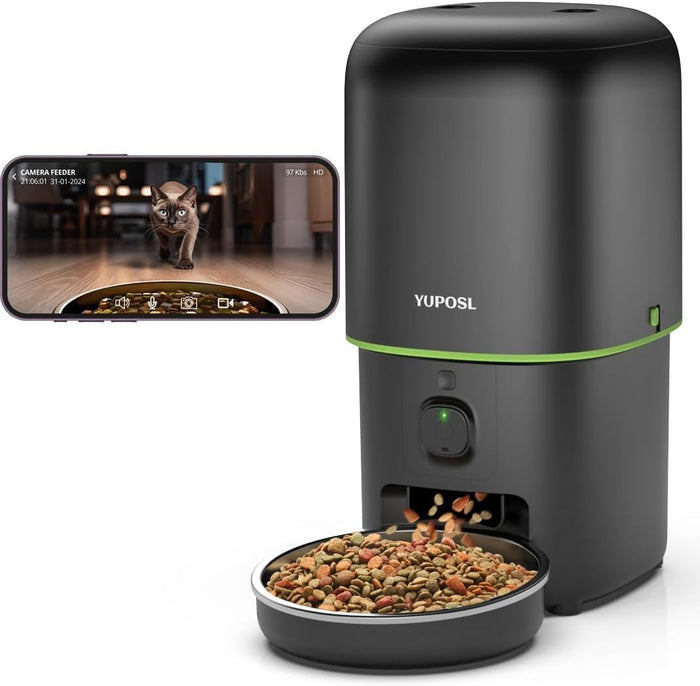 Automatic Cat Feeders - 2L Cat Food Dispenser Easy to Use, Timed Automatic Pet Feeder with Over 180-day Battery Life, 1-6 Meals Dry Food Programmable Portion Control Also for Dogs
