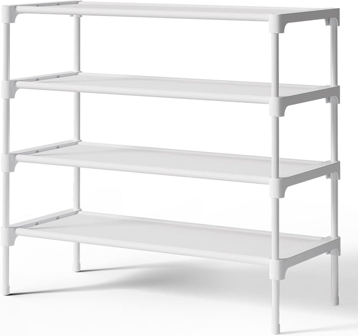 Kitsure Shoe Rack - Non-Woven Shoe Rack Shelf, Shoe Organizer for Closet, Entryway, Garage & Corridor, Stackable Shoe Shelves, Medium, Black